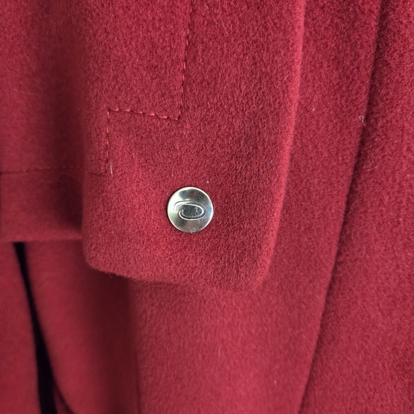 VTG Oscar de la Renta Red Wool Cashmere Coat Size 14  Belted Collar Detail - Picture 3 of 16